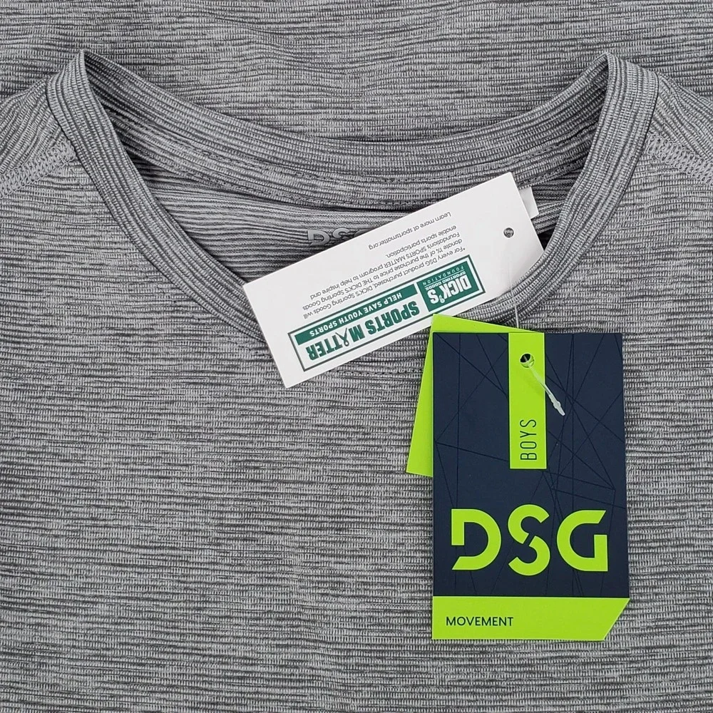 DSG Boys Size Small Movement Tee Dark Gray Heather Stripe‎ Athletic Lightweight